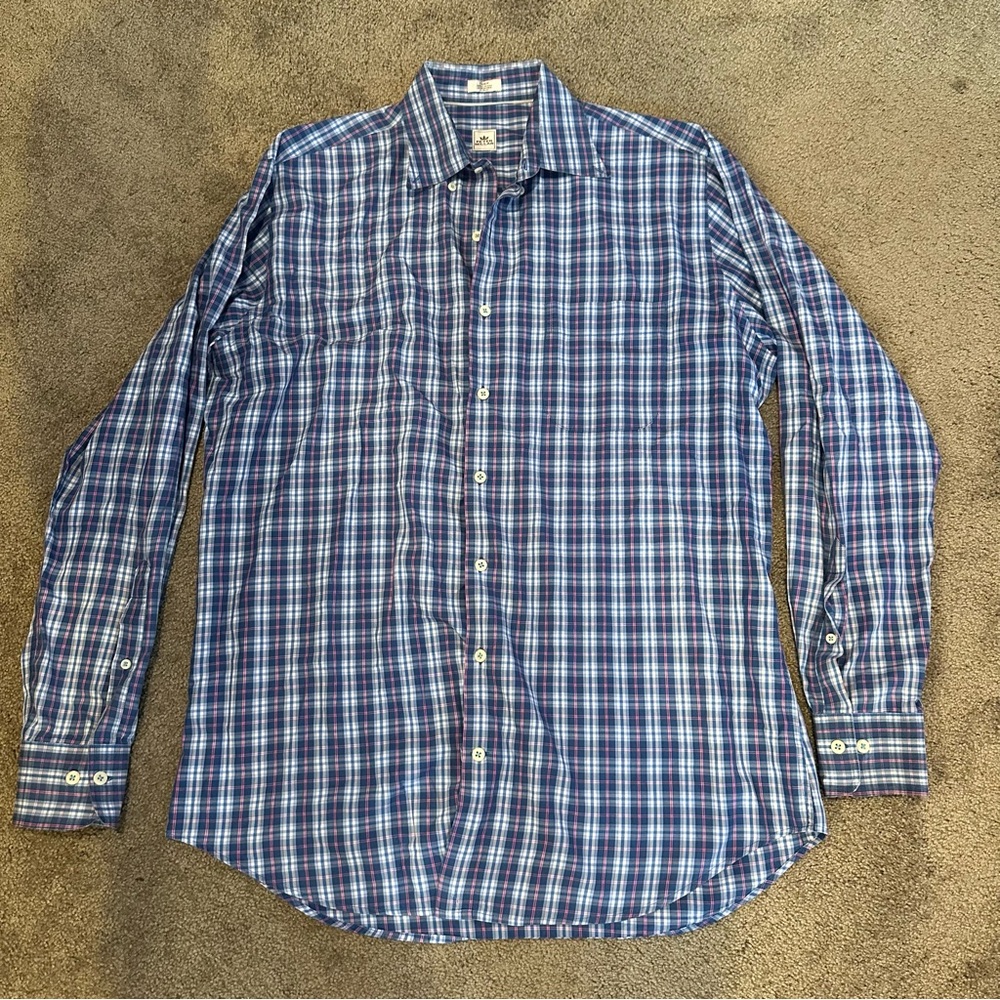 Peter Millar Long Sleeve Collared Button Down Dress Shirt Plaid